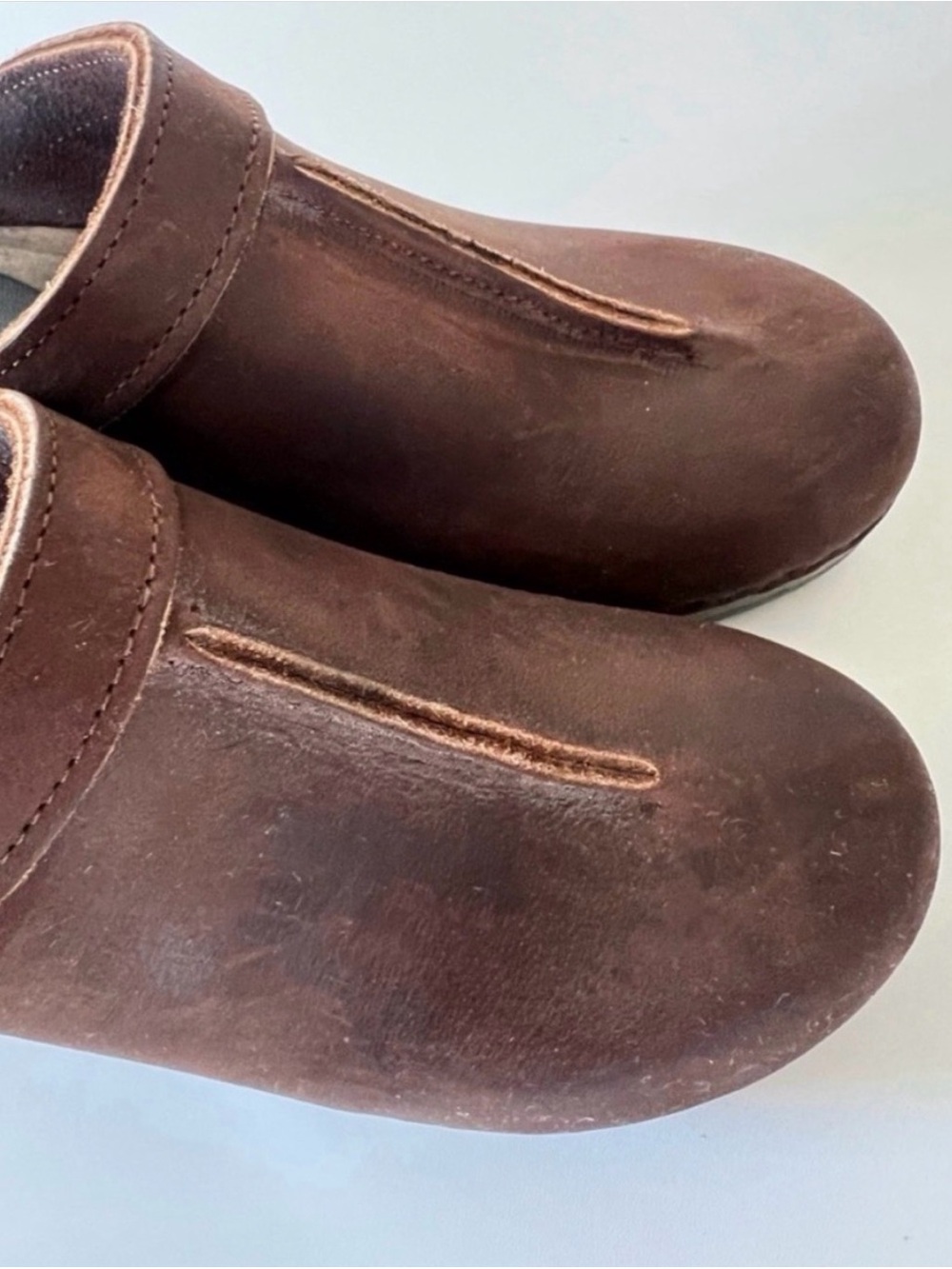 Sven Brown Leather Front Seam Mules Clogs 38 7.5-8 - Picture 9 of 14